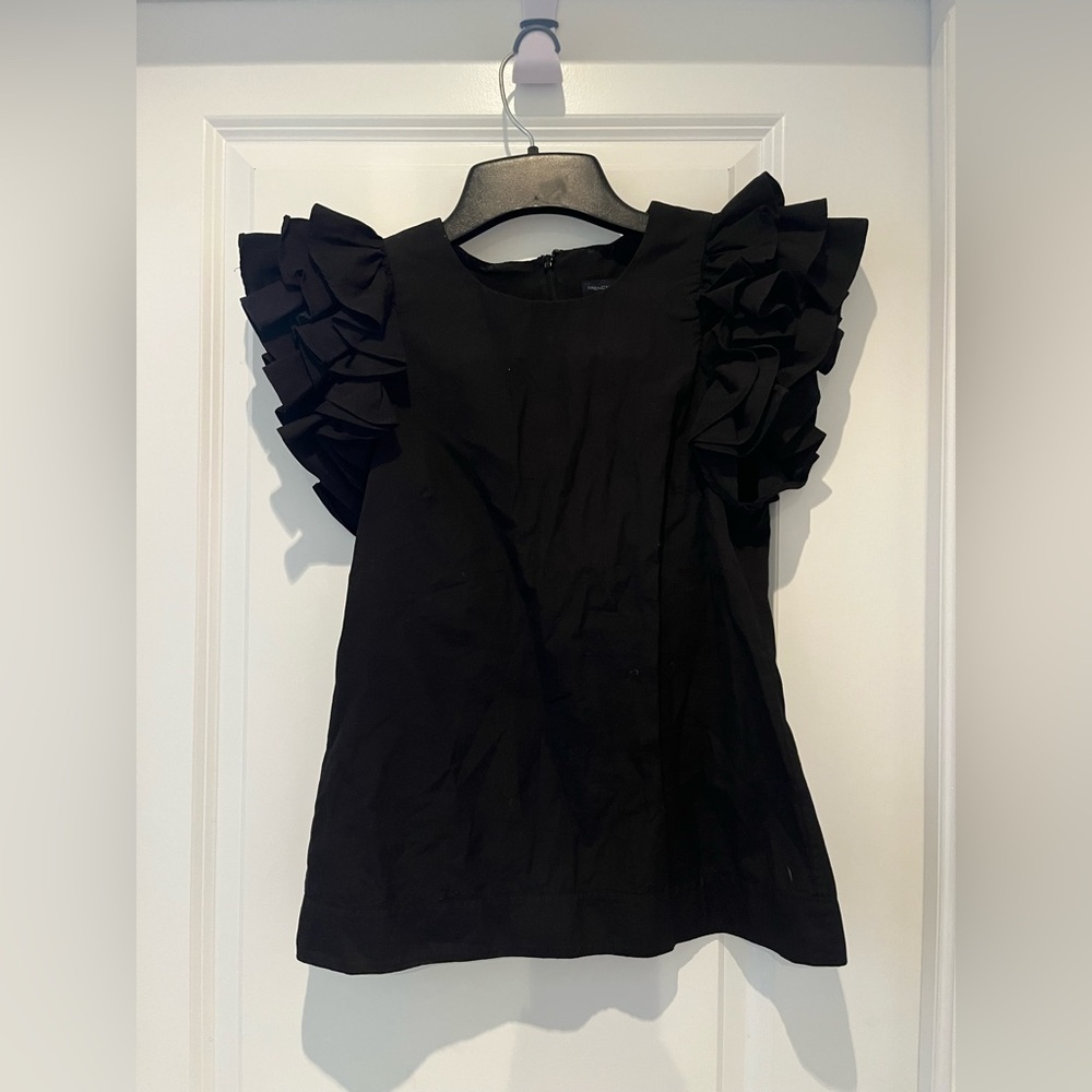 French Connection Black Ruffle Sleeve Blouse